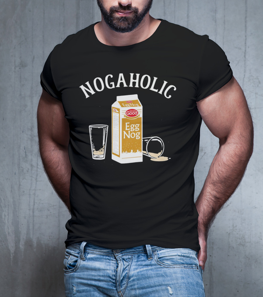 Nogaholic Wicked Good Egg Nog Carton And Glasses T-Shirt