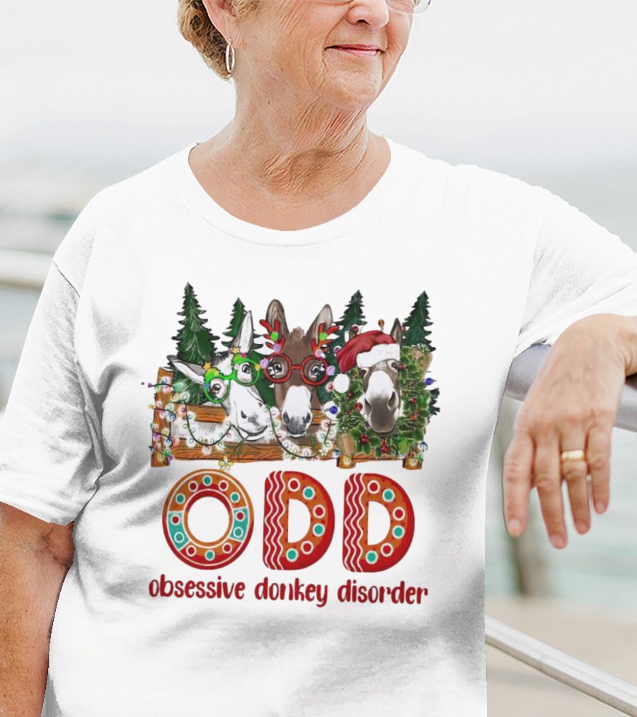 ODD Obsessive Donkey Disorder Christmas Holiday Donkeys With Festive Decorations T-Shirt