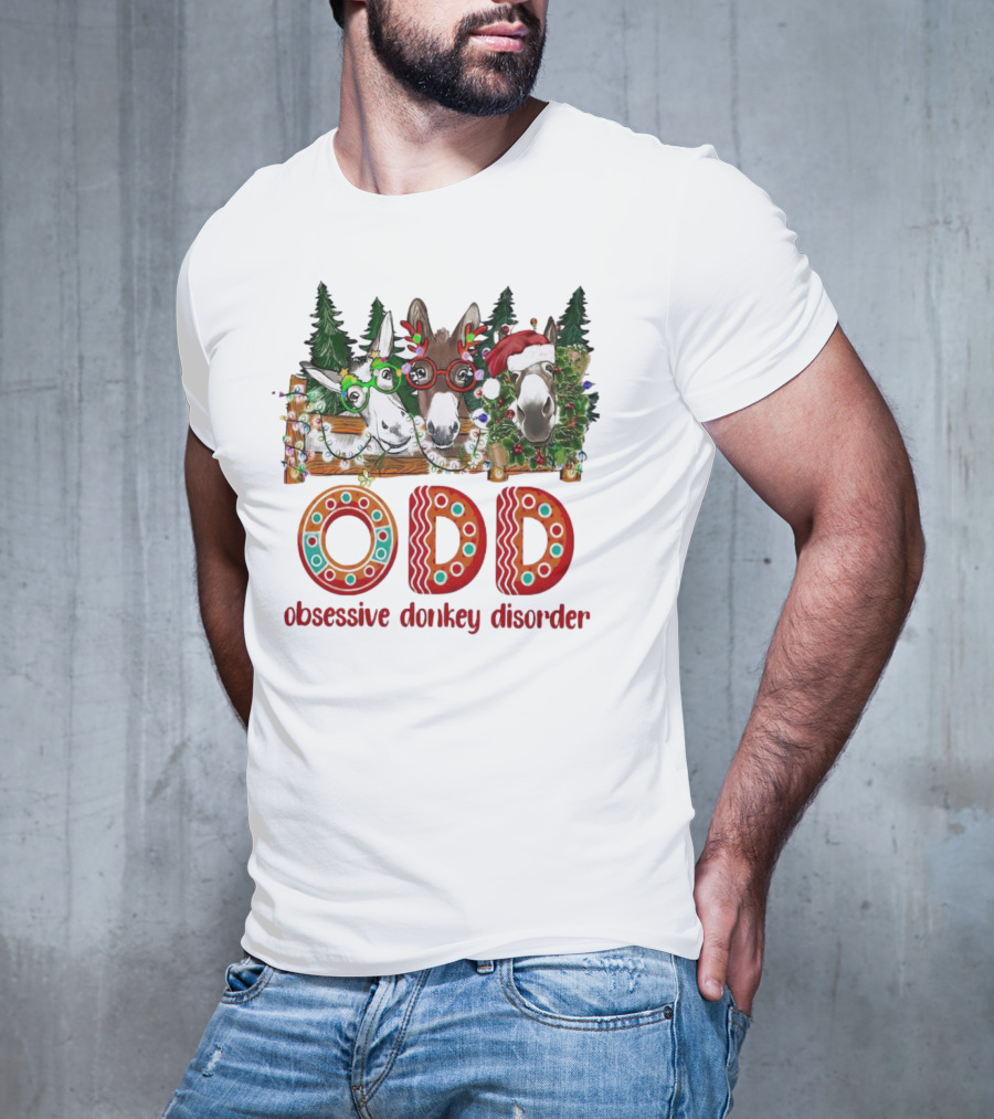 ODD Obsessive Donkey Disorder Christmas Holiday Donkeys With Festive Decorations T-Shirt
