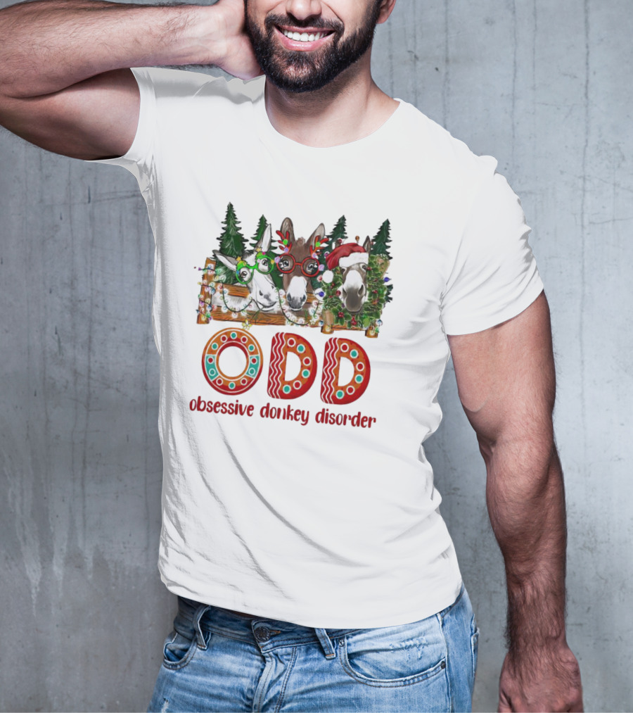 ODD Obsessive Donkey Disorder Christmas Holiday Donkeys With Festive Decorations T-Shirt