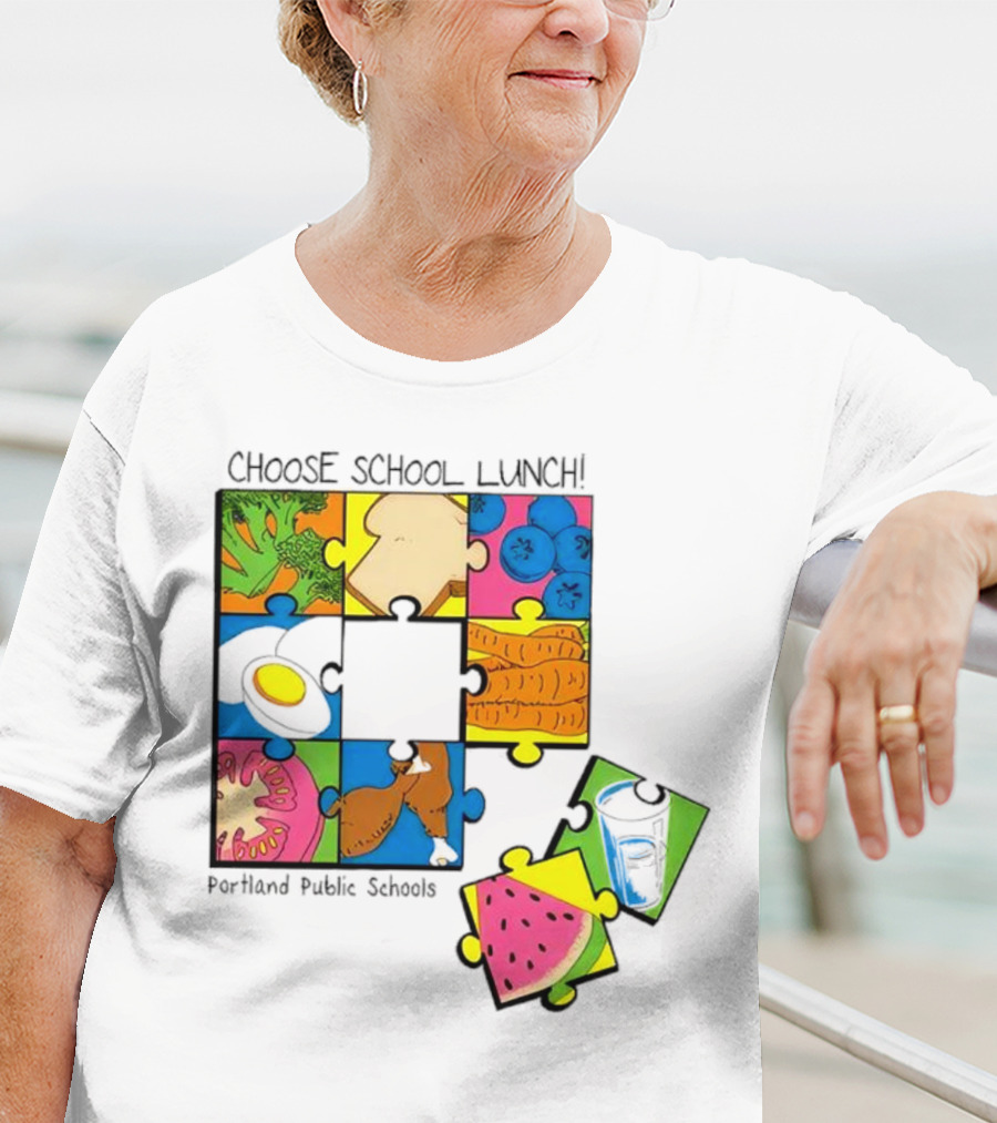Choose School Lunch Puzzle Portland Public Schools Food Elements T-Shirt