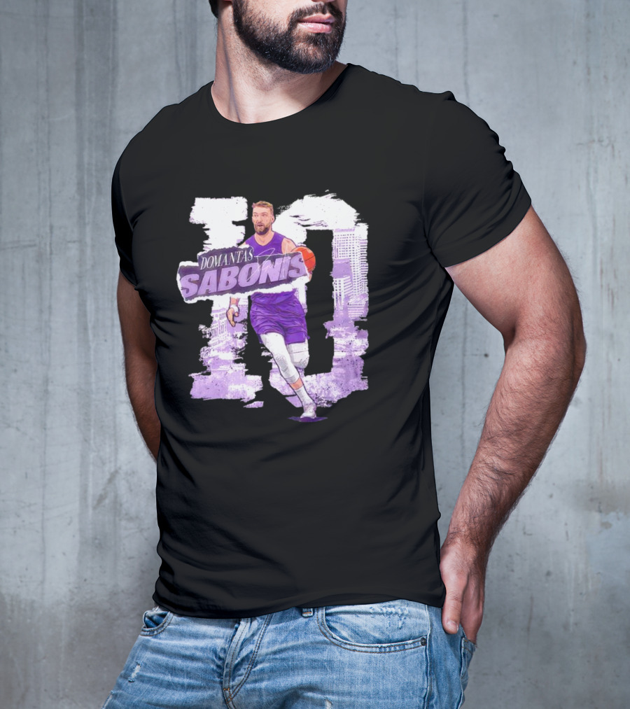 Domantas Sabonis Sacramento Basketball Purple T-Shirt