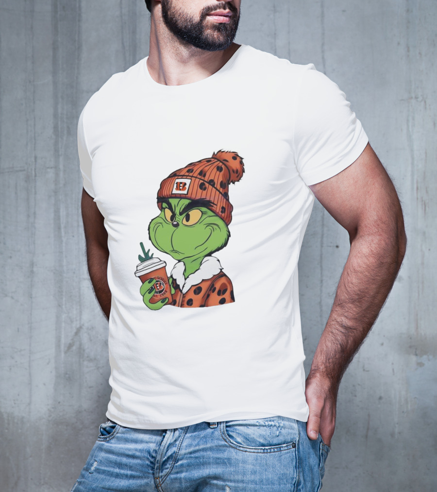 Grinch Boujee Cincinnati Bengals Football Fan Holiday T-Shirt