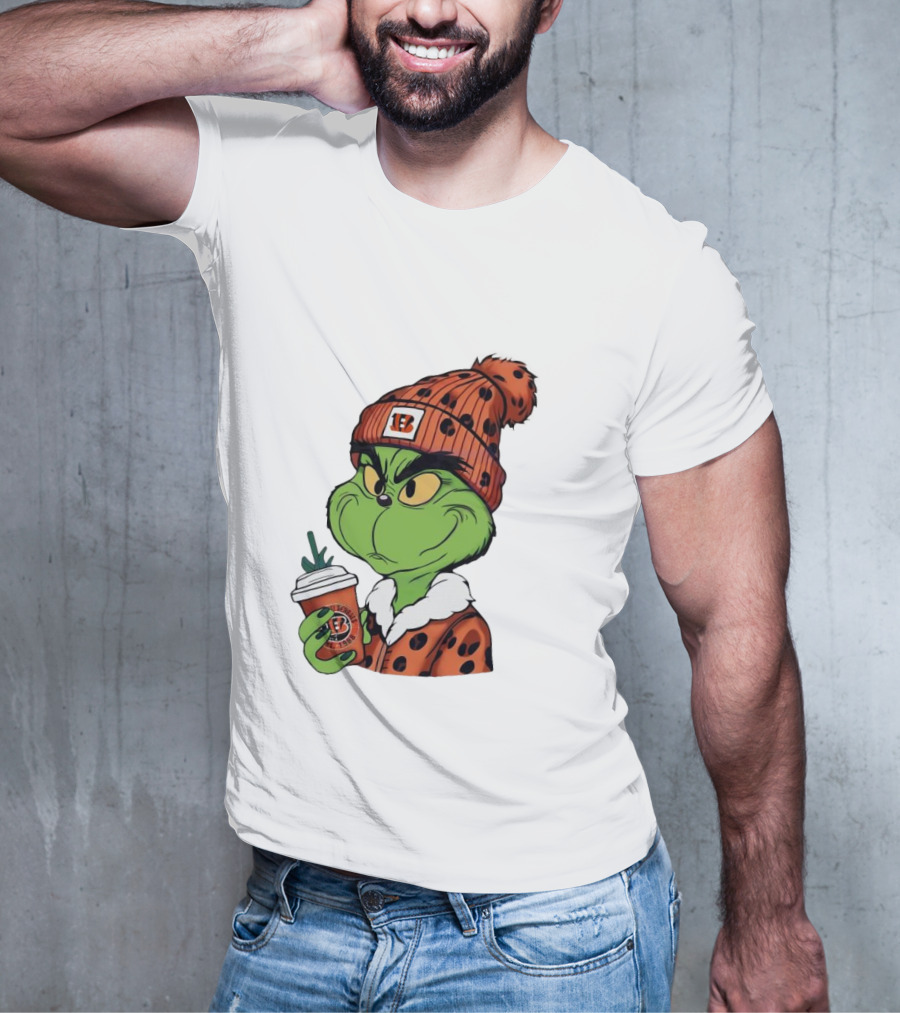 Grinch Boujee Cincinnati Bengals Football Fan Holiday T-Shirt
