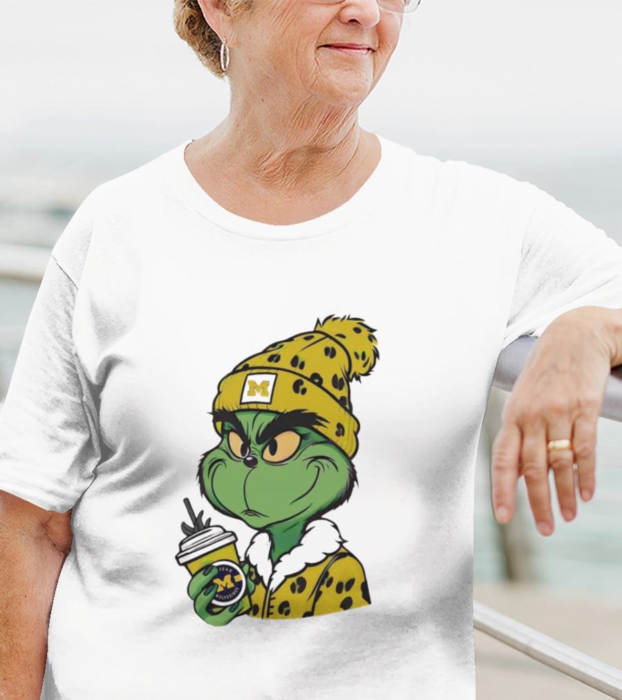 Grinch Boujee Michigan Wolverines M Logo Winter Outfit Coffee Cup T-Shirt