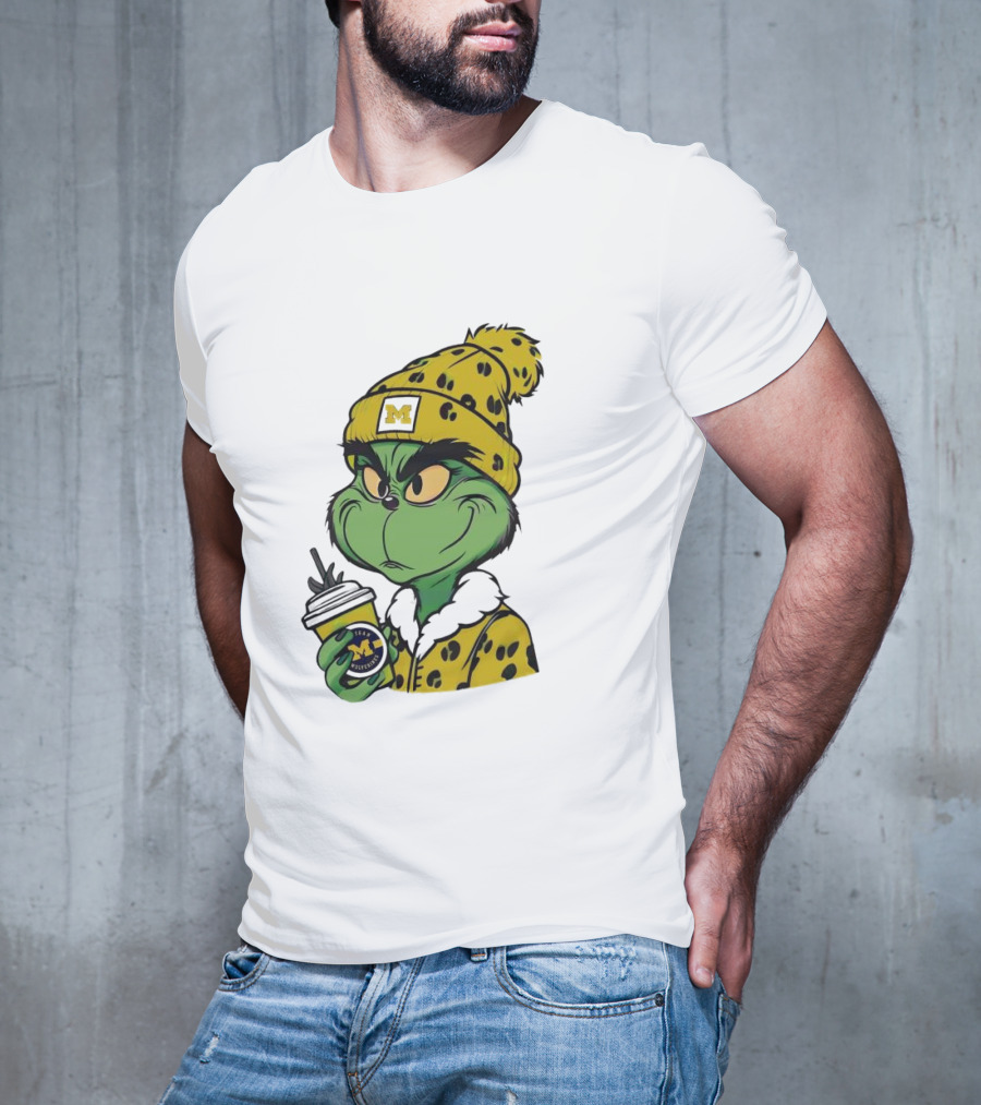 Grinch Boujee Michigan Wolverines M Logo Winter Outfit Coffee Cup T-Shirt