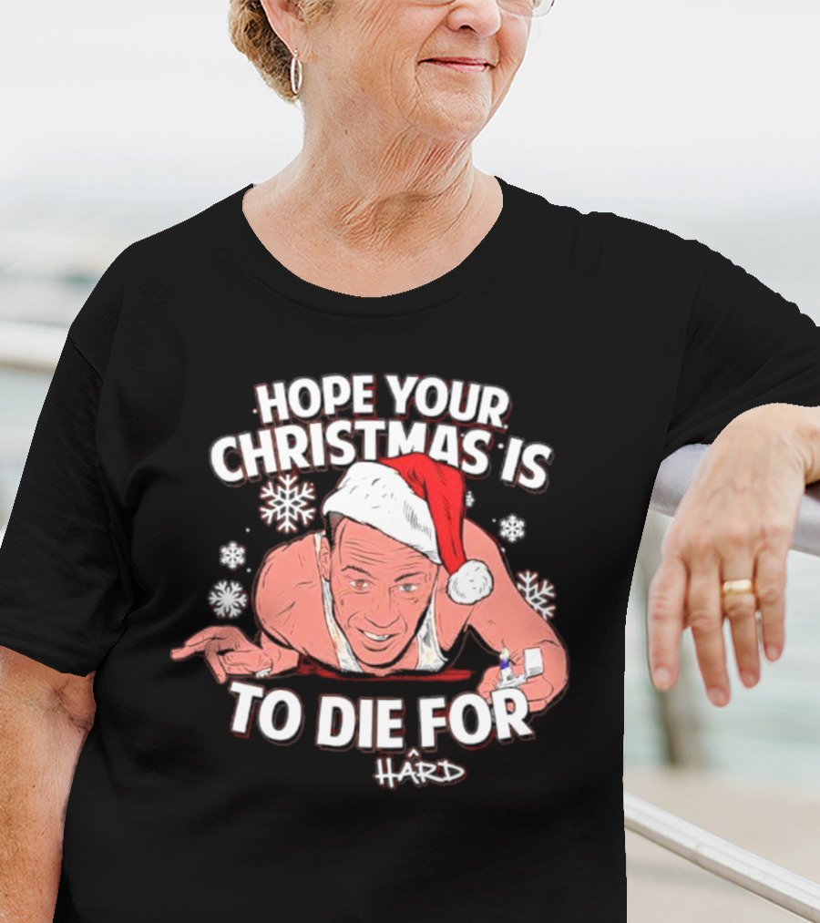 Hope Your Christmas Is To Die Hard Snowflakes Santa Hat Candle T-Shirt