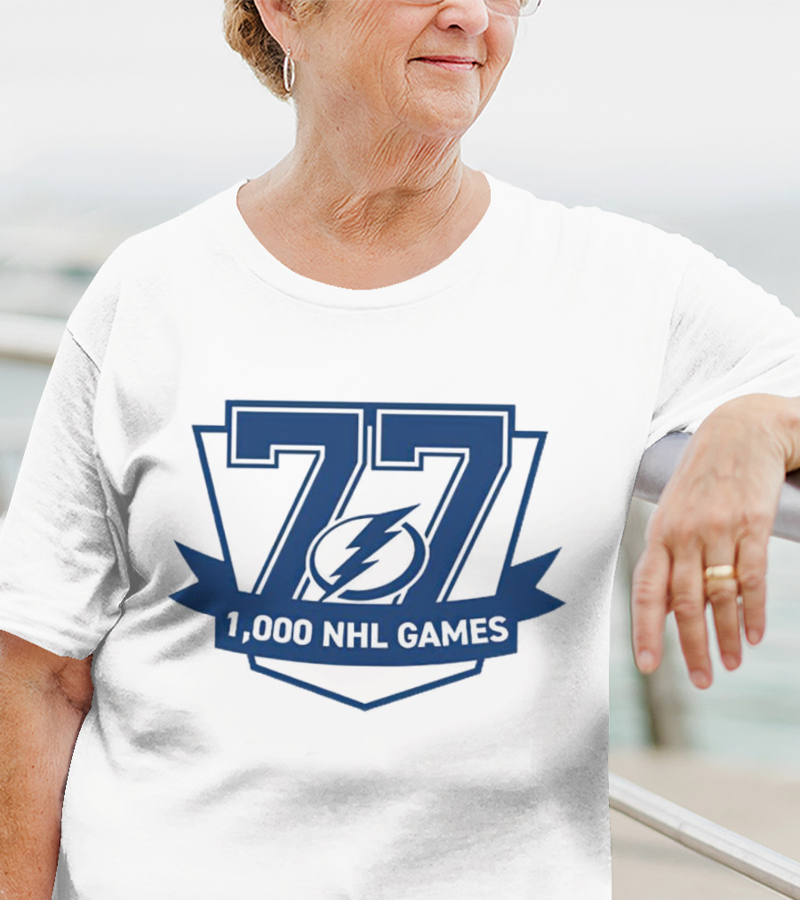 Tampa Bay Lightning 77 1000 NHL Games T-Shirt