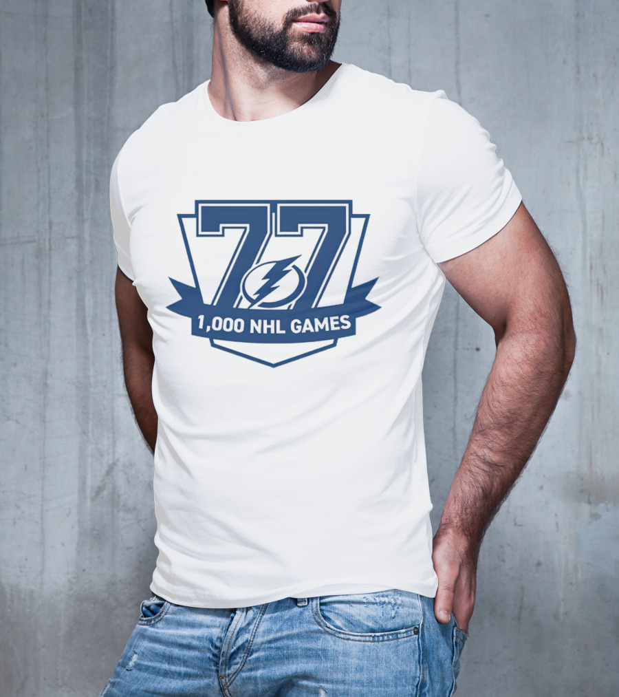 Tampa Bay Lightning 77 1000 NHL Games T-Shirt