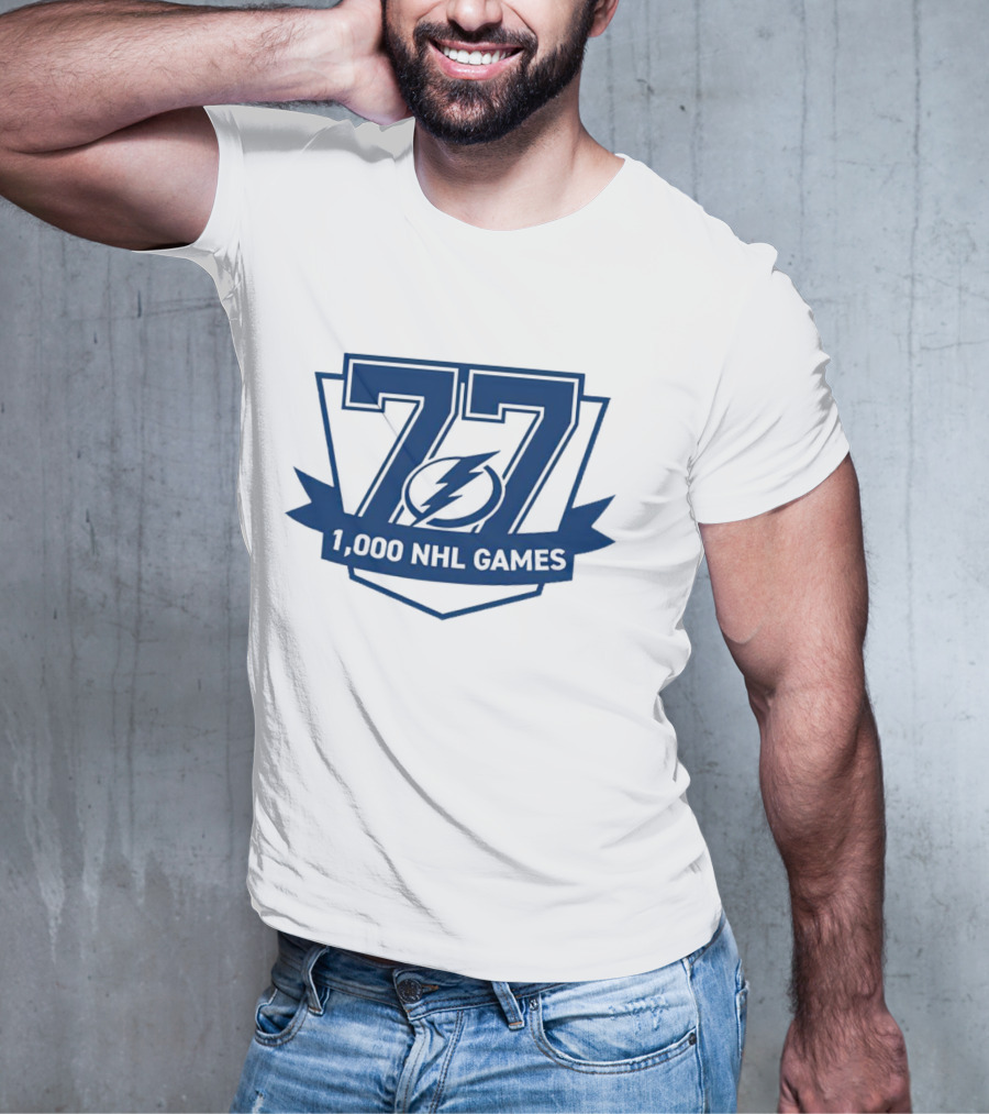 Tampa Bay Lightning 77 1000 NHL Games T-Shirt