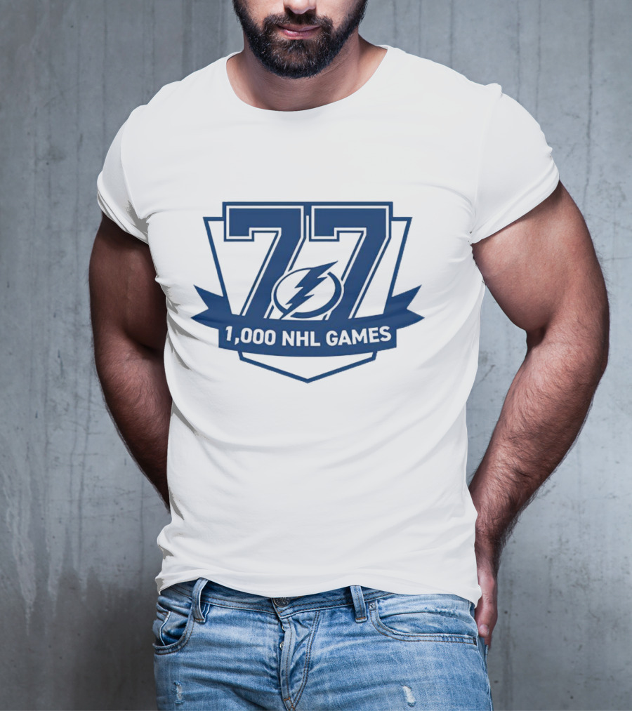 Tampa Bay Lightning 77 1000 NHL Games T-Shirt