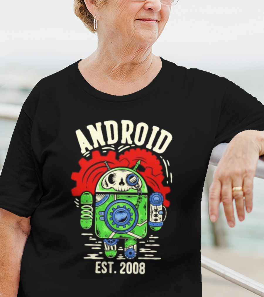 Android Steampunk Robot Skull Gear EST. 2008 T-Shirt