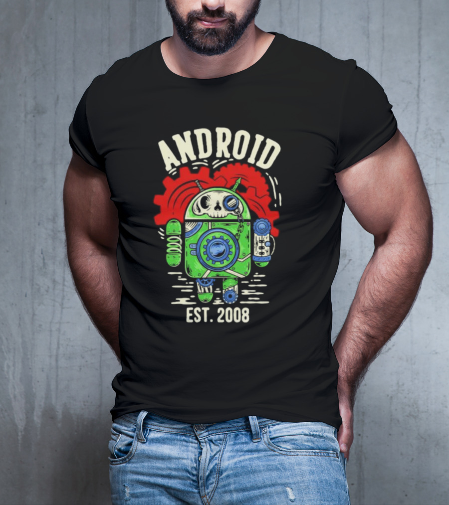 Android Steampunk Robot Skull Gear EST. 2008 T-Shirt