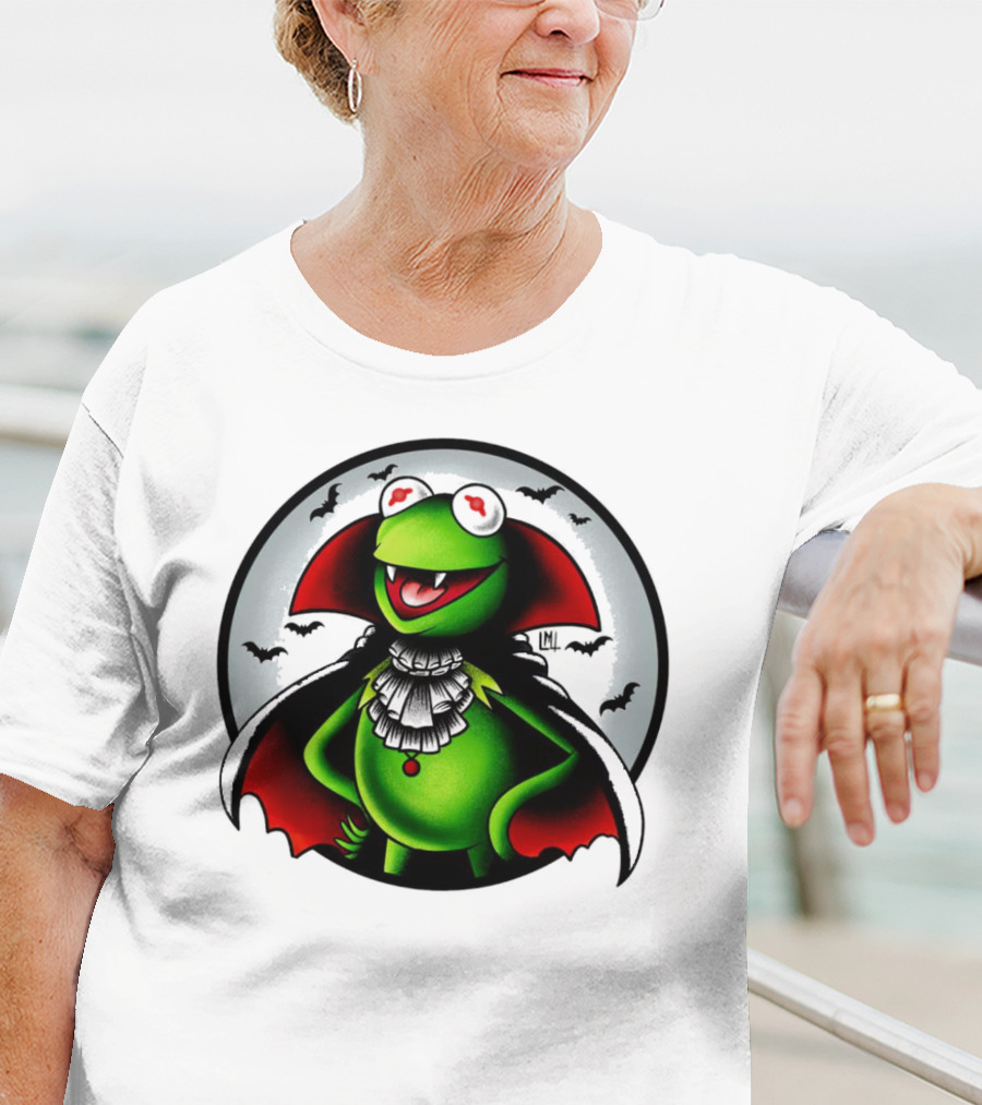 Vampire Kermit The Frog Moon Bats Cloaked Character T-Shirt