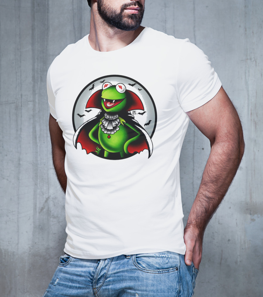 Vampire Kermit The Frog Moon Bats Cloaked Character T-Shirt
