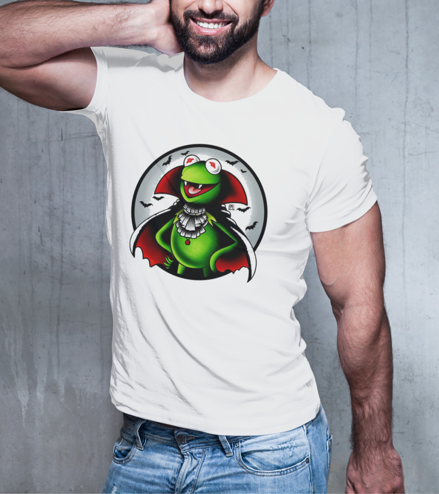 Vampire Kermit The Frog Moon Bats Cloaked Character T-Shirt
