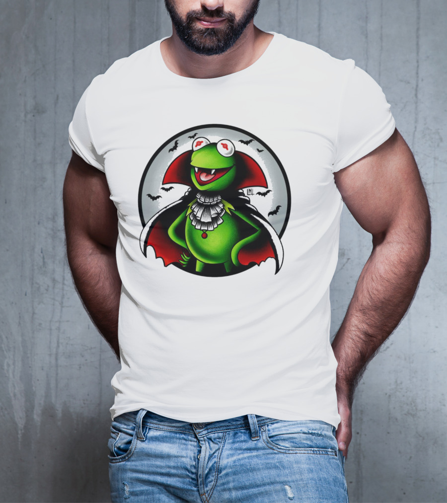 Vampire Kermit The Frog Moon Bats Cloaked Character T-Shirt