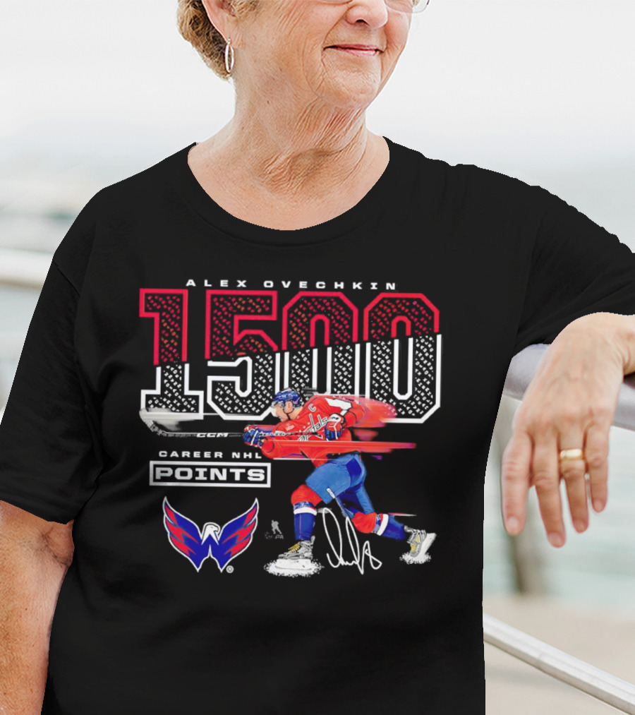 Alex Ovechkin 1500 Career NHL Points Washington Capitals Hockey Achievement T-Shirt