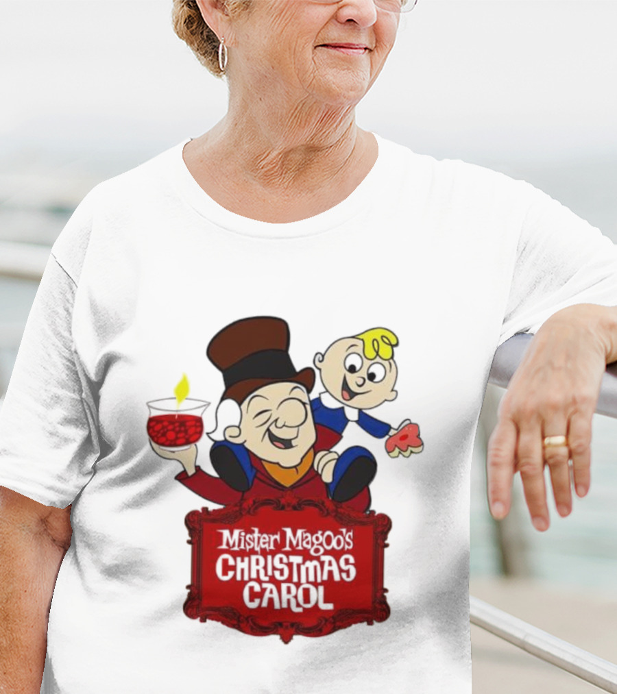 Mister Magoo's Christmas Carol Cartoon Illustration With Festive Characters T-Shirt