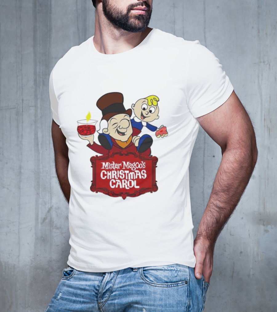 Mister Magoo's Christmas Carol Cartoon Illustration With Festive Characters T-Shirt