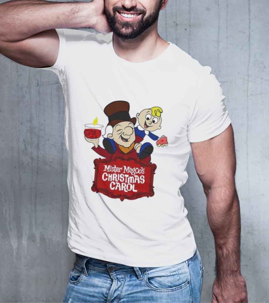 Mister Magoo's Christmas Carol Cartoon Illustration With Festive Characters T-Shirt