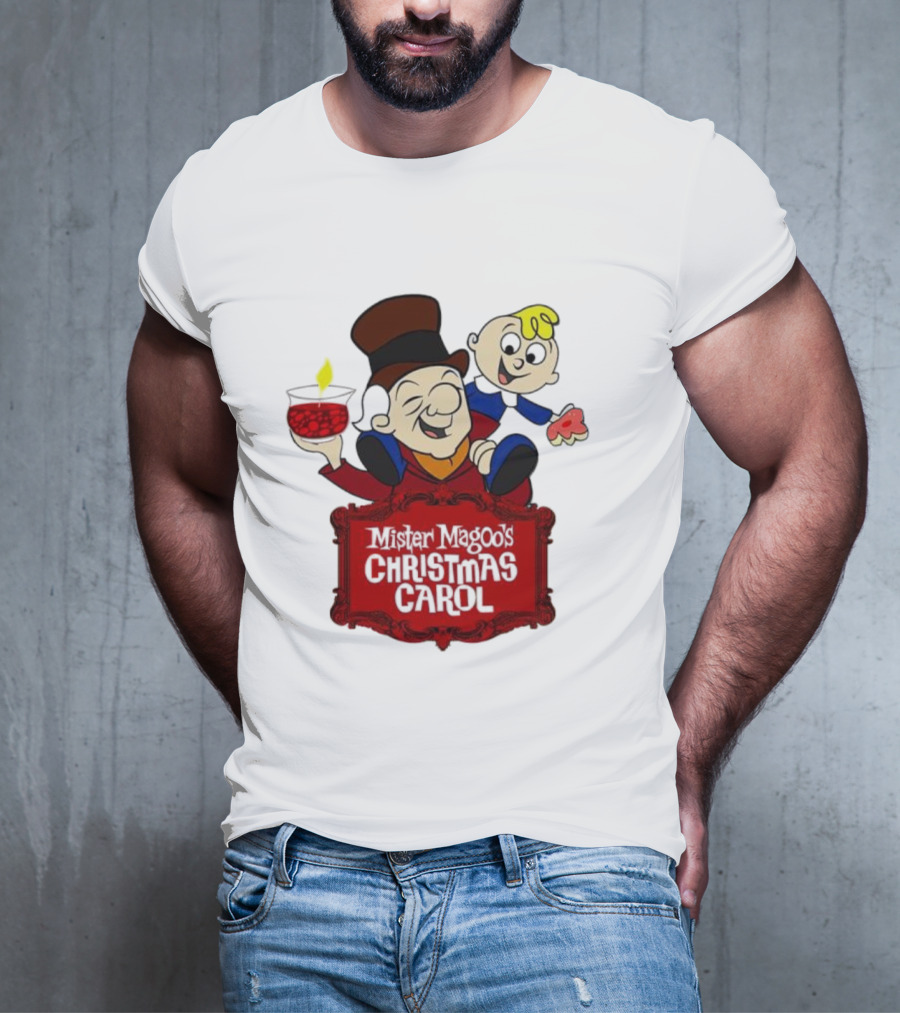Mister Magoo's Christmas Carol Cartoon Illustration With Festive Characters T-Shirt