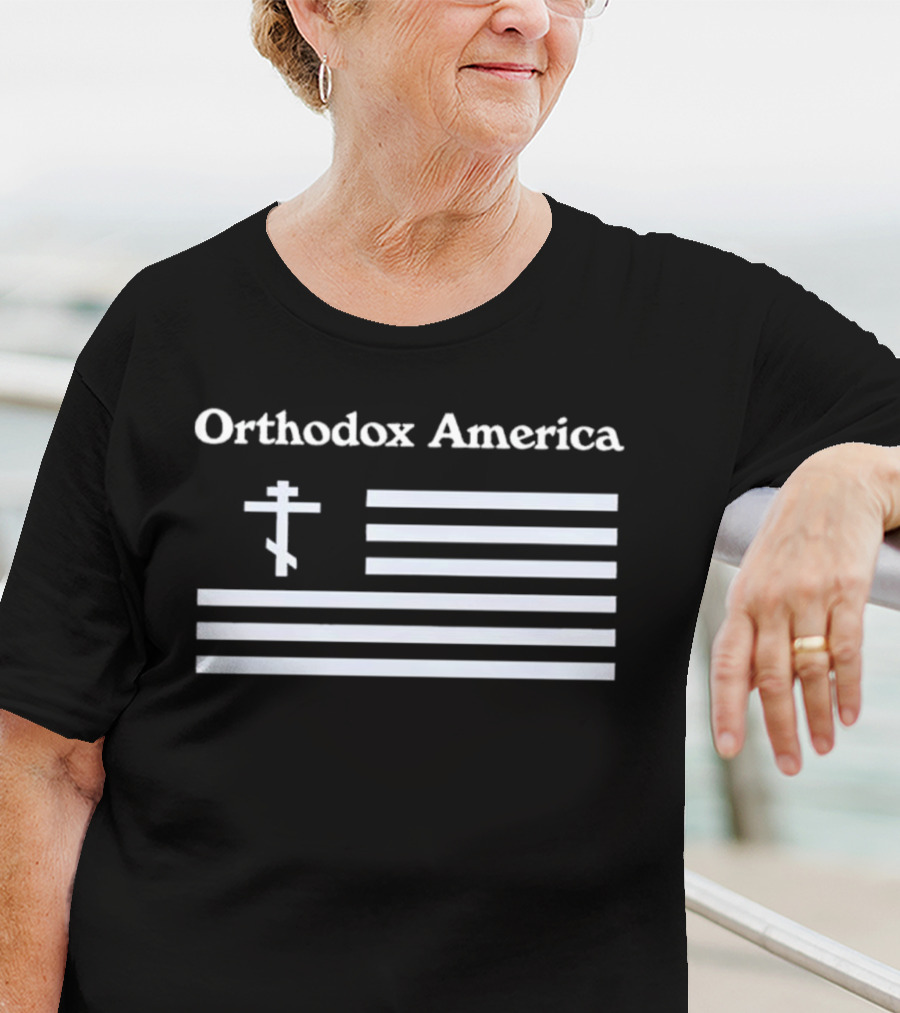 Orthodox America Flag Cross Patriotic Reflection T-Shirt