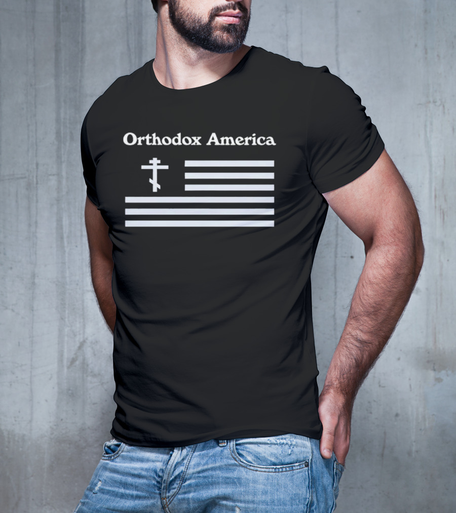 Orthodox America Flag Cross Patriotic Reflection T-Shirt