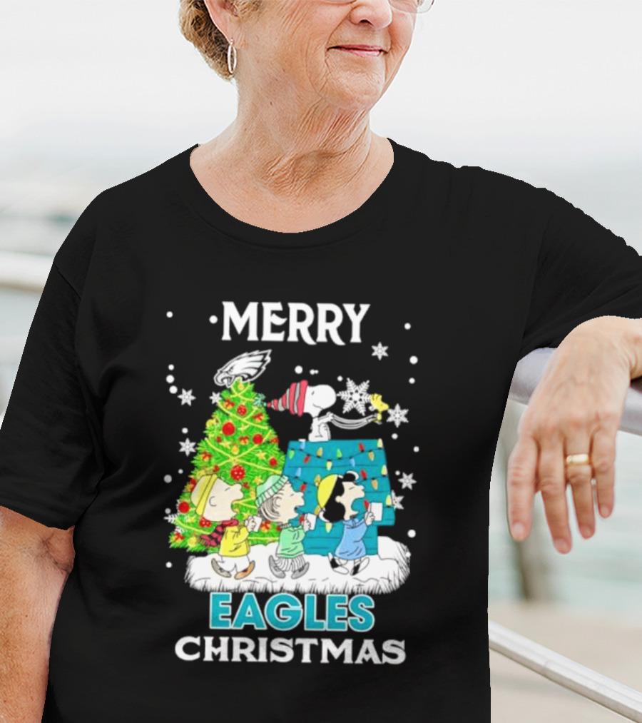 Merry Peanuts Eagles Christmas Holiday T-Shirt