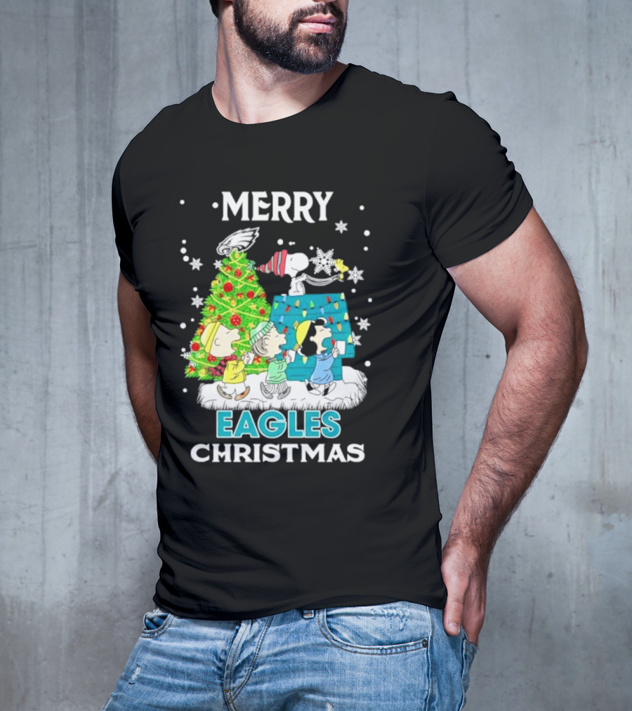 Merry Peanuts Eagles Christmas Holiday T-Shirt