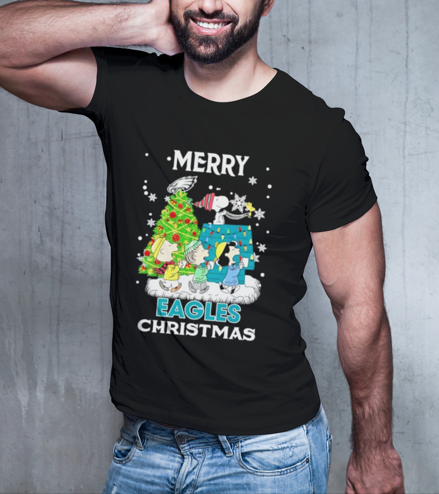 Merry Peanuts Eagles Christmas Holiday T-Shirt