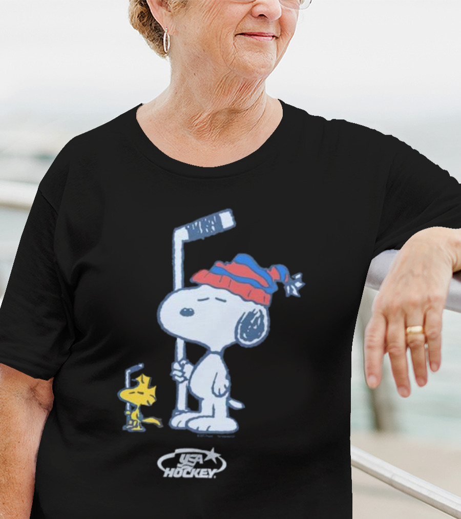 Snoopy Woodstock Peanuts USA Hockey T-Shirt