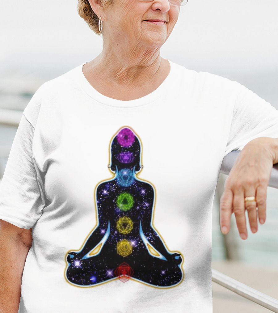Rainbow Chakras Galaxy Meditation Christmas T-Shirt