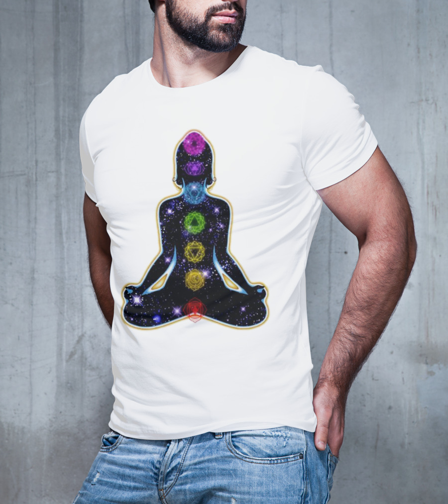 Rainbow Chakras Galaxy Meditation Christmas T-Shirt