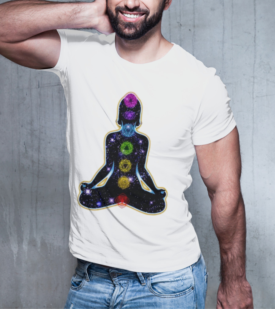 Rainbow Chakras Galaxy Meditation Christmas T-Shirt