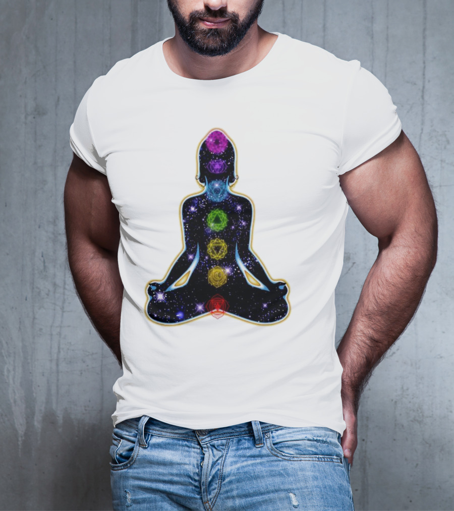 Rainbow Chakras Galaxy Meditation Christmas T-Shirt