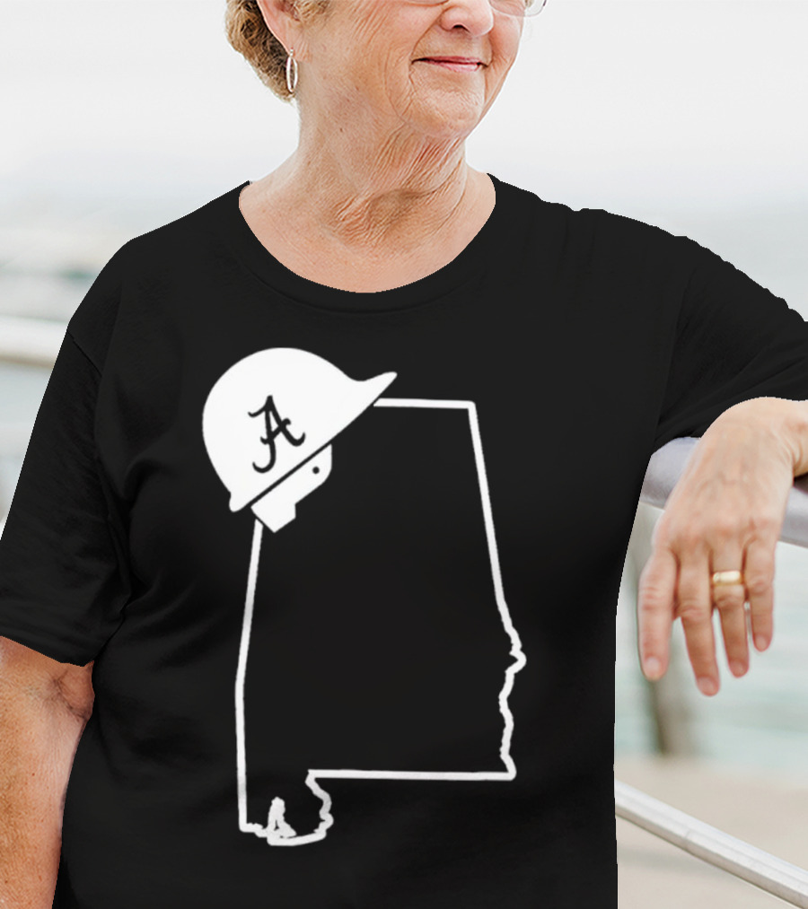 Alabama State Outline With A Logo Helmet Design New T-Shirt