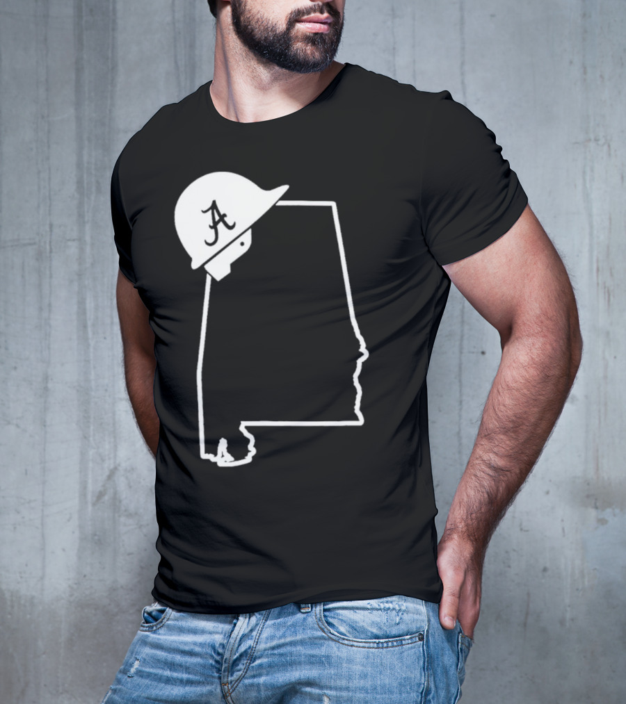Alabama State Outline With A Logo Helmet Design New T-Shirt