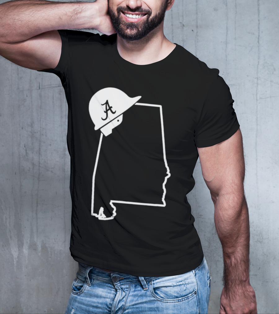 Alabama State Outline With A Logo Helmet Design New T-Shirt