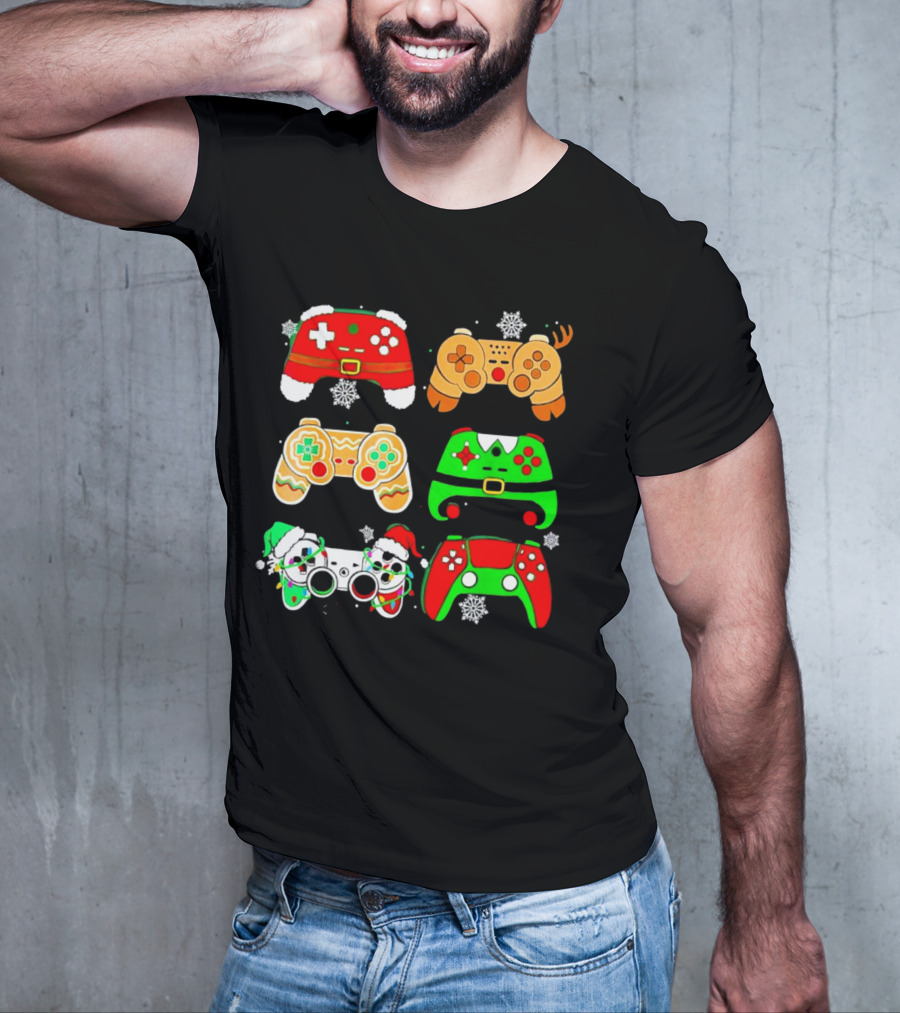 Santa Elf Gaming Controllers Christmas Gamer Holiday T-Shirt