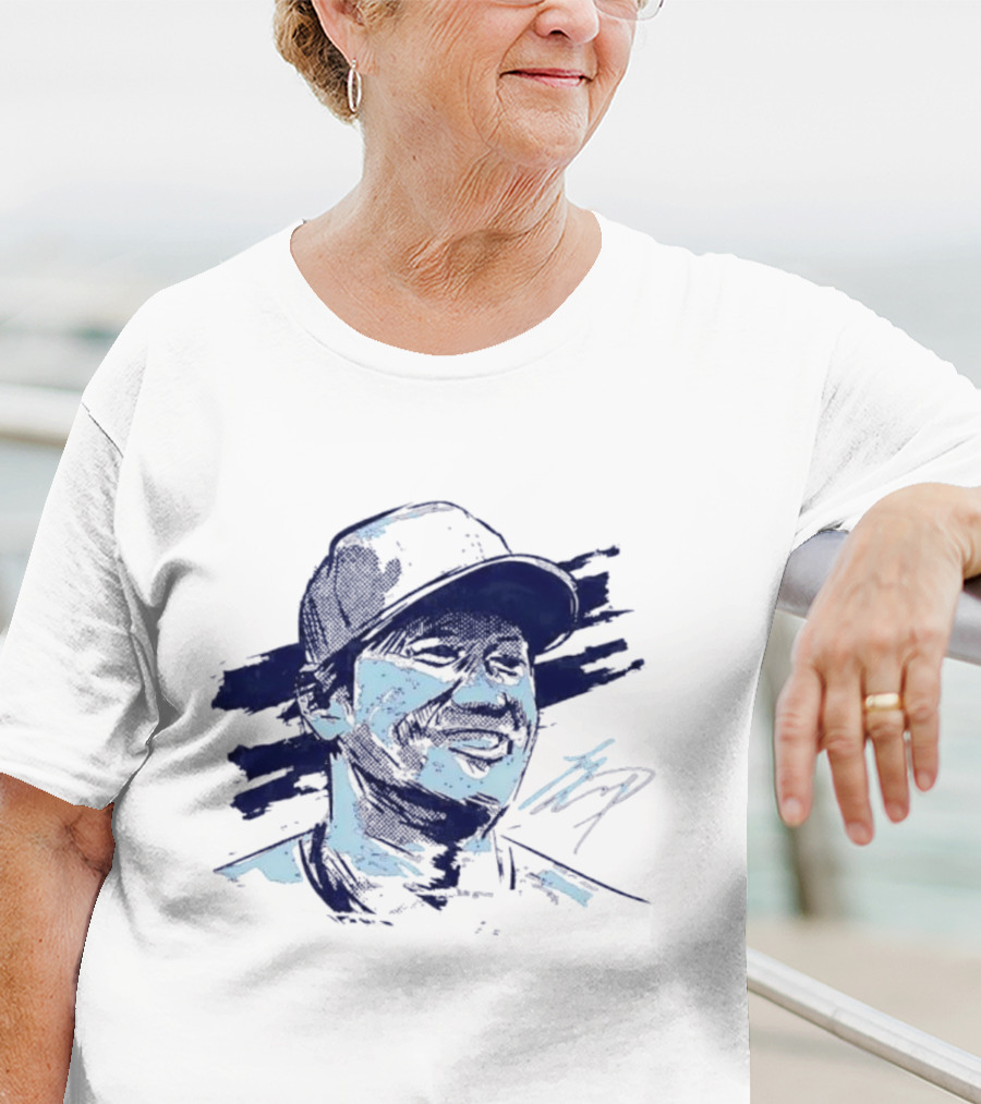 Shohei Ohtani Sketch Portrait Blue Brushstroke T-Shirt