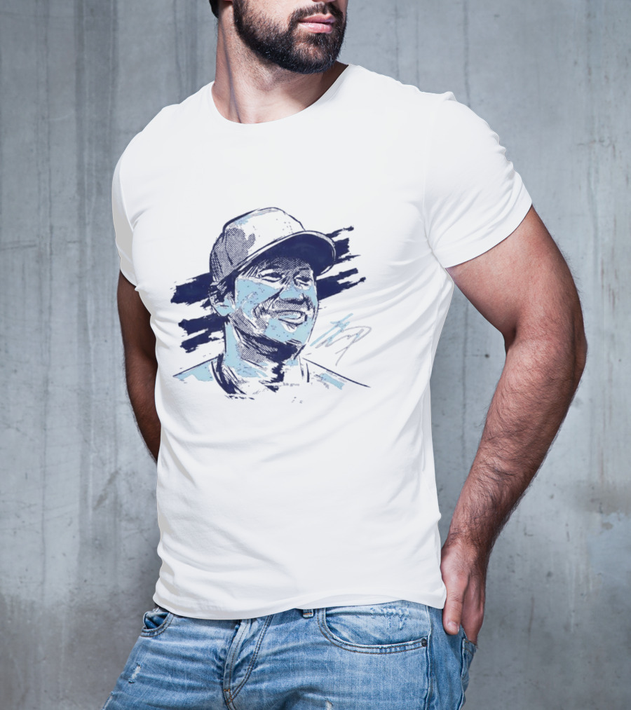 Shohei Ohtani Sketch Portrait Blue Brushstroke T-Shirt