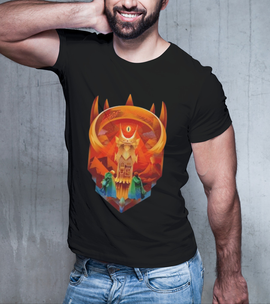 The Dark Fortress Of Mordor - Art Deco Eye Of Sauron Adventure T-Shirt
