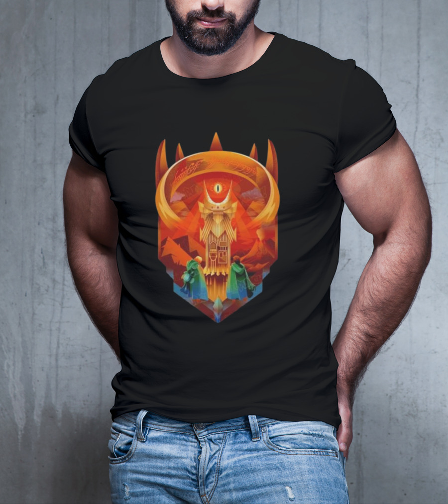 The Dark Fortress Of Mordor - Art Deco Eye Of Sauron Adventure T-Shirt