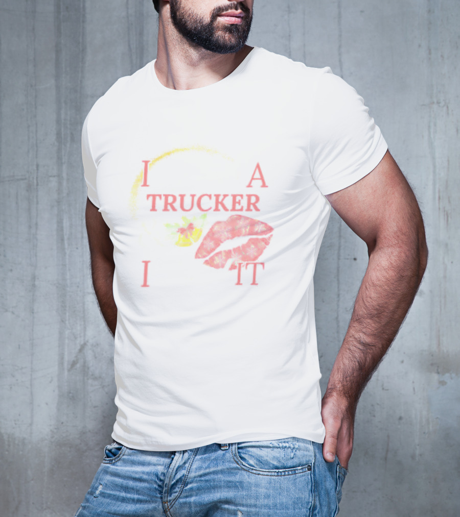 I Kissed A Trucker And I Liked It Christmas Snowflakes Holly Lips T-Shirt