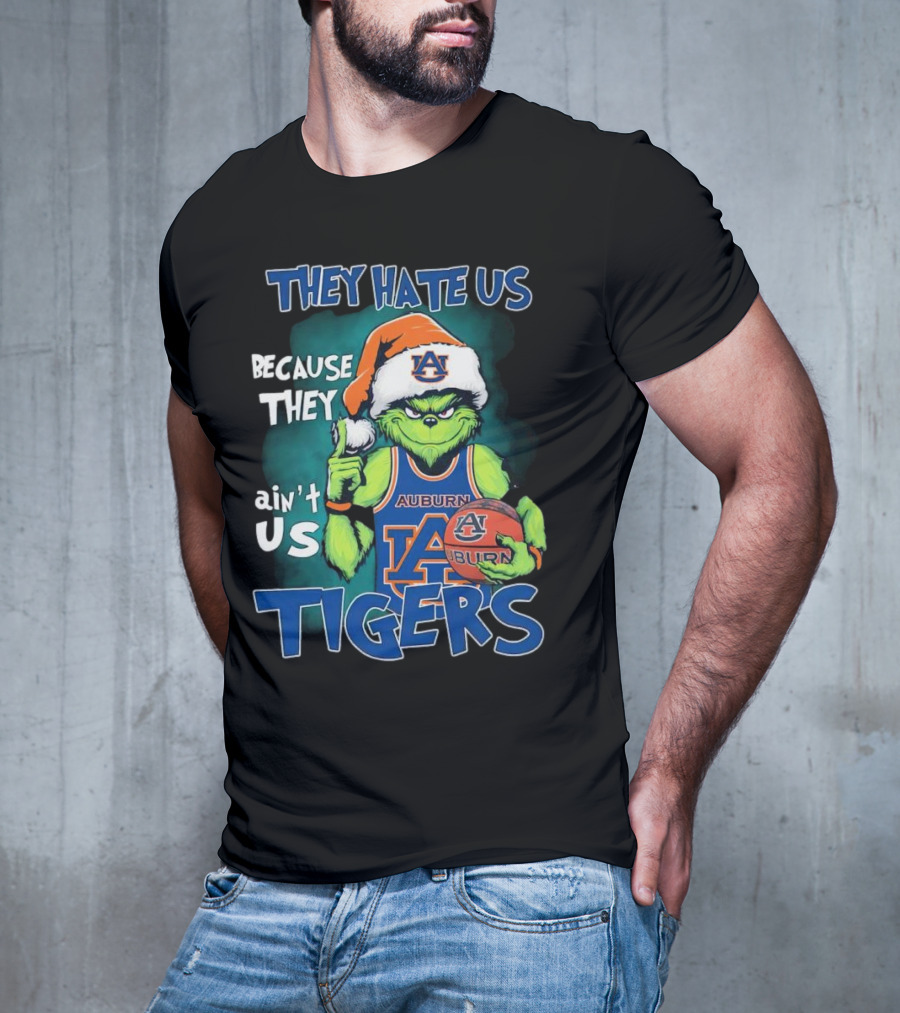 Auburn Tigers Grinch They Hate Us Because They Ain’t Us Santa Hat Basketball T-Shirt