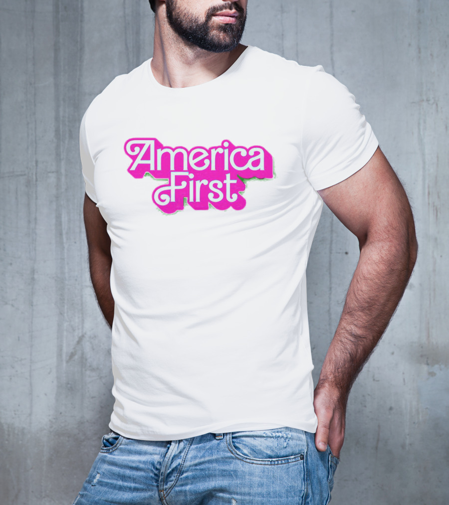America First Barbie Style Pink Font T-Shirt