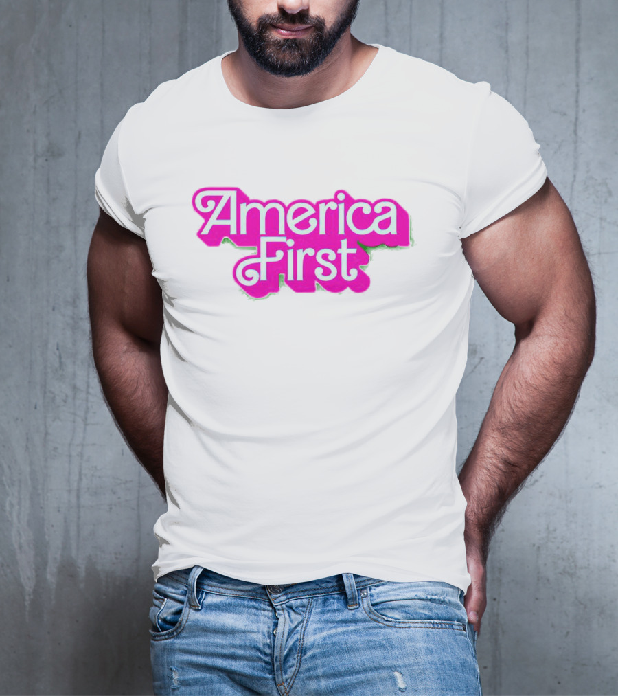 America First Barbie Style Pink Font T-Shirt