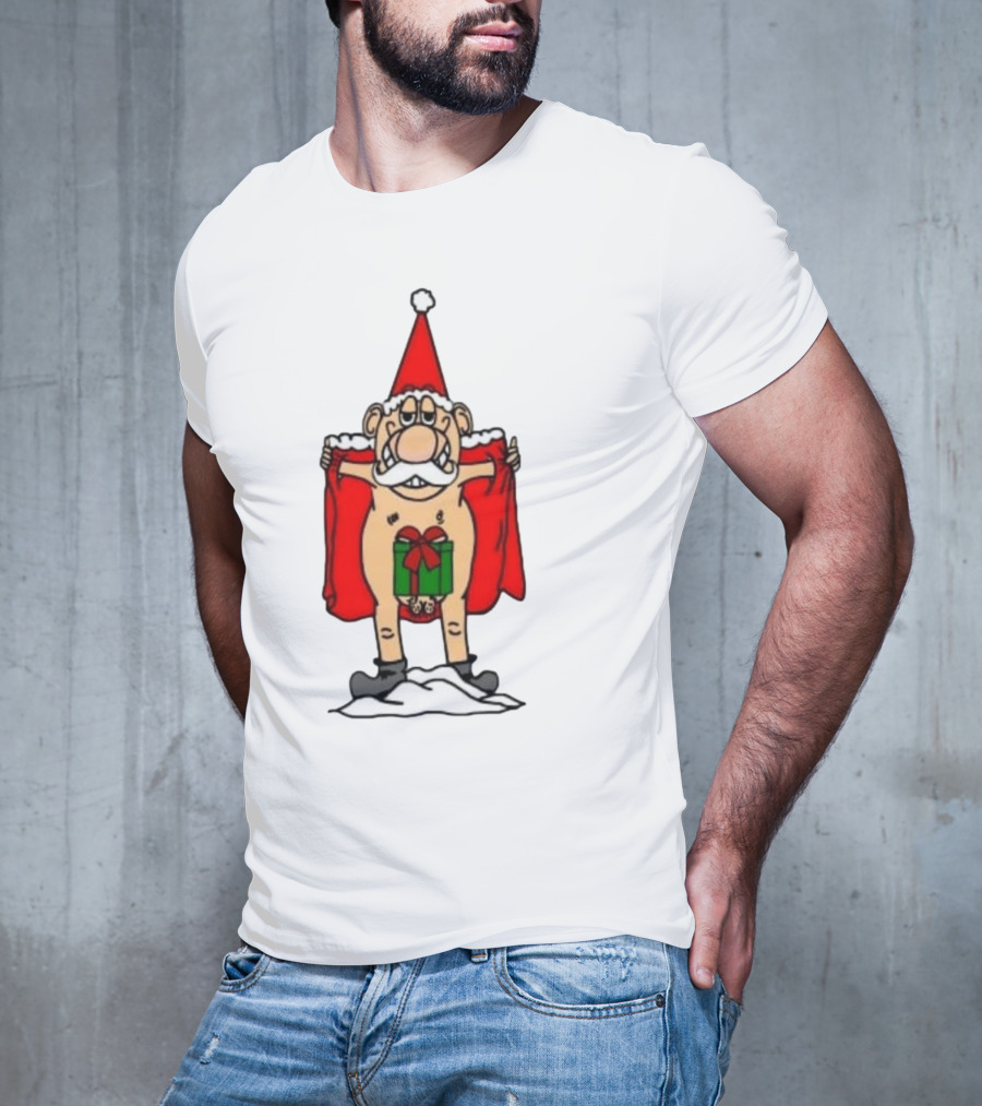 Christmas Santa Gnome With Naughty Gift And Hat T-Shirt