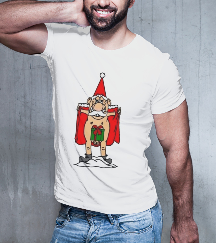 Christmas Santa Gnome With Naughty Gift And Hat T-Shirt